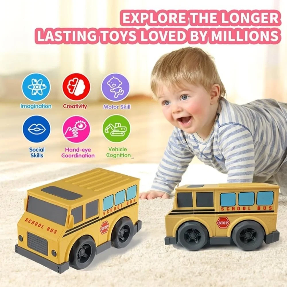 ✨BNWT - Eco-Friendly Wheat Straw Educational Toy Yellow Bus with Light & Sound✨
